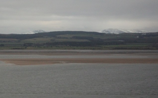 The Cheviot Hills of Northumberland, seen from the island of Lindisfarne. 